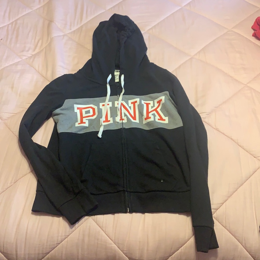 Pink Victoria’s Secret black jacket